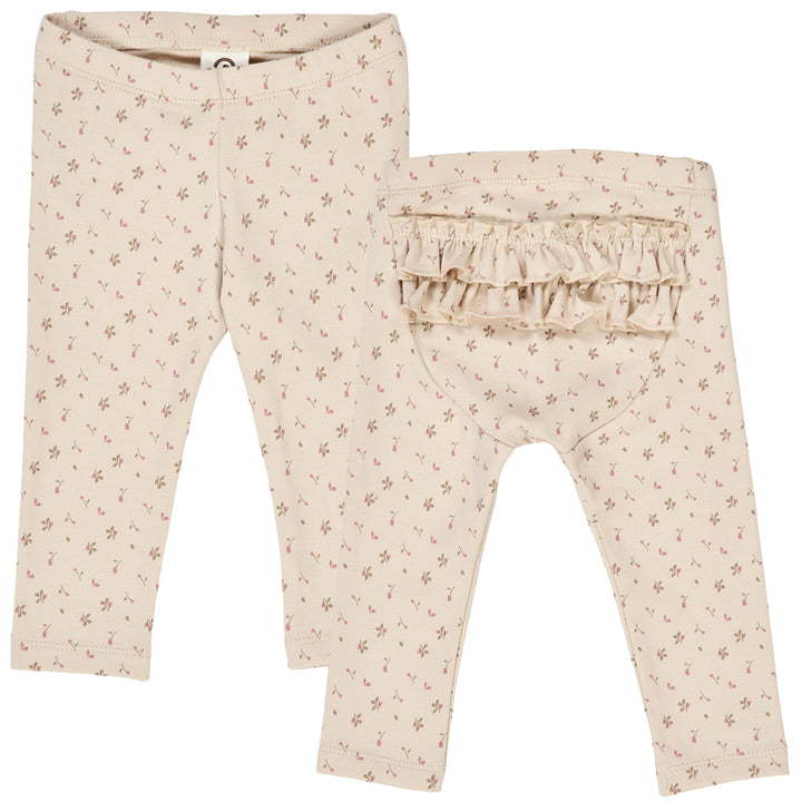 müsli ASTER rib leggings med flæser Leggings Oak/ Nostalgia rose/ Beige 690000251