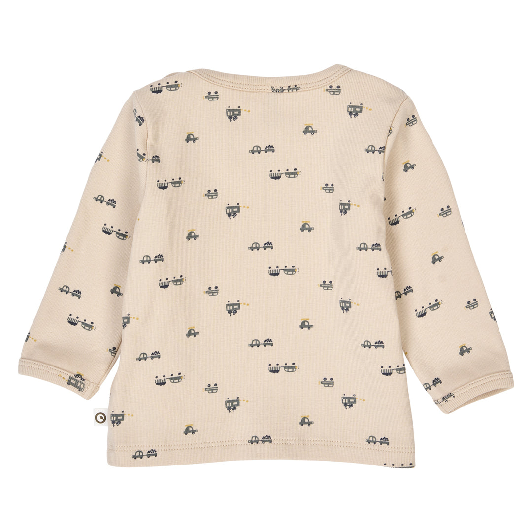 müsli AUTO rib bluse med biler Langærmet bluse Oak/ Moss/ Stormy blue 690000262
