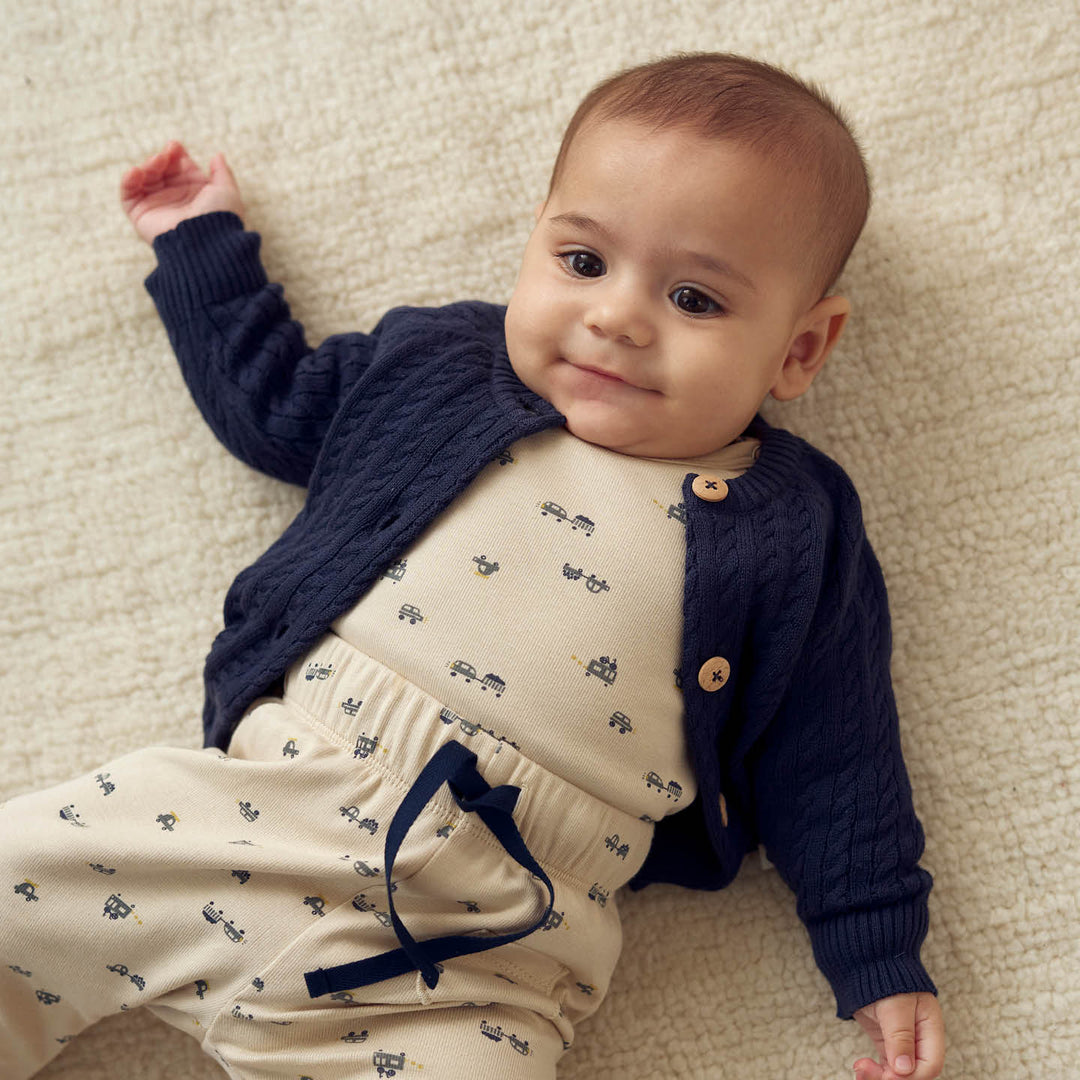 müsli AUTO rib bluse med biler Langærmet bluse Oak/ Moss/ Stormy blue 690000262