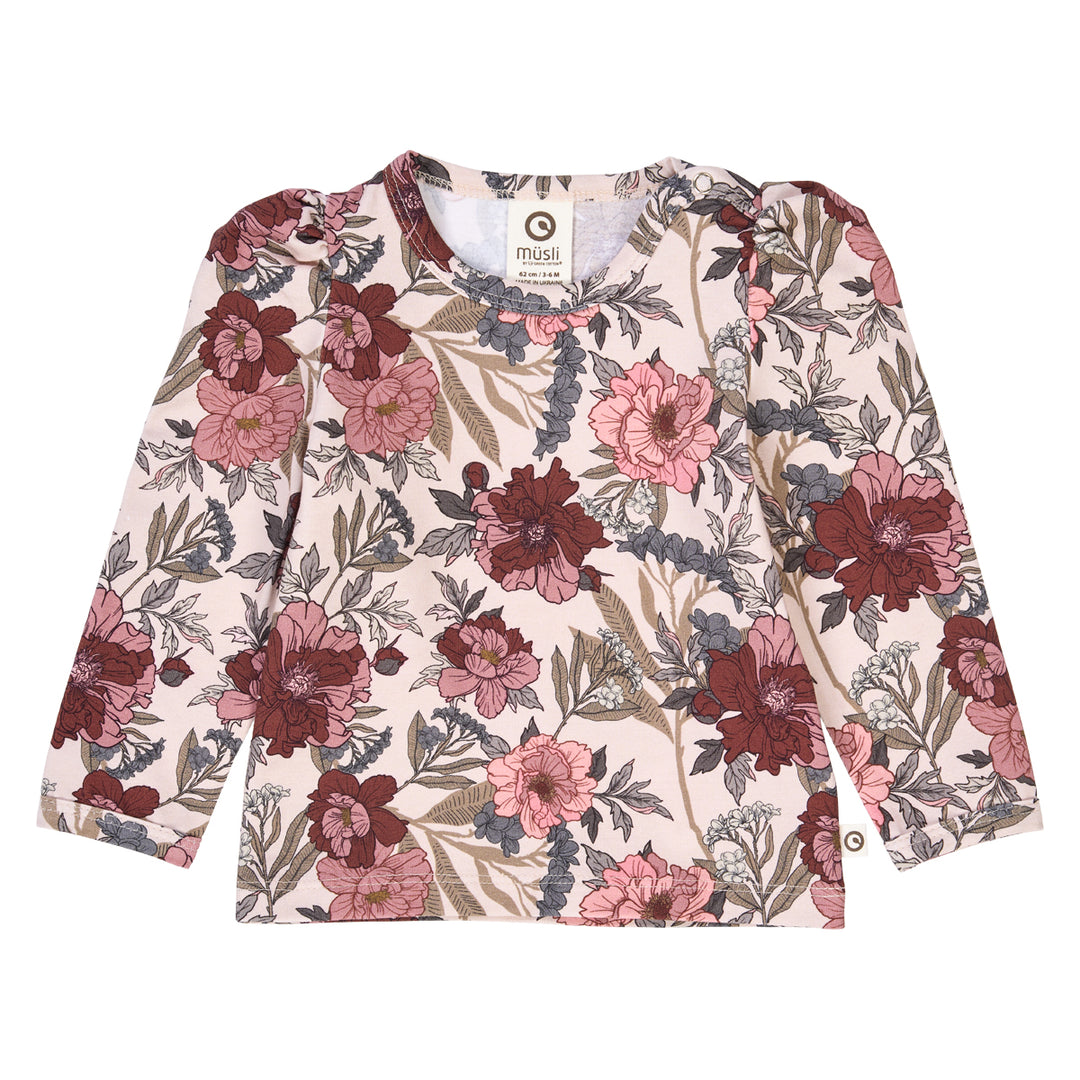 müsli BLISS pufærme bluse med blomsterprint Langærmet bluse Nightingale/ Root/ Nostalgia rose 690000252