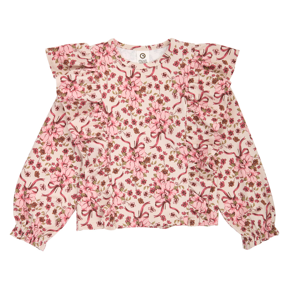 müsli BOUQUET bluse med flæse Langærmet bluse Oak/ Blush/ Baroque rose 690000330