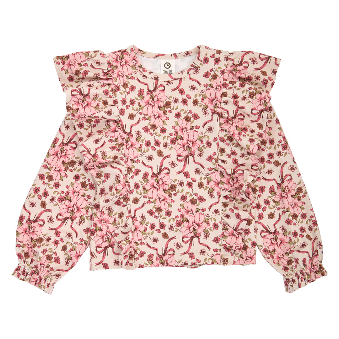 müsli BOUQUET bluse med flæse Langærmet bluse Oak/ Blush/ Baroque rose 690000330