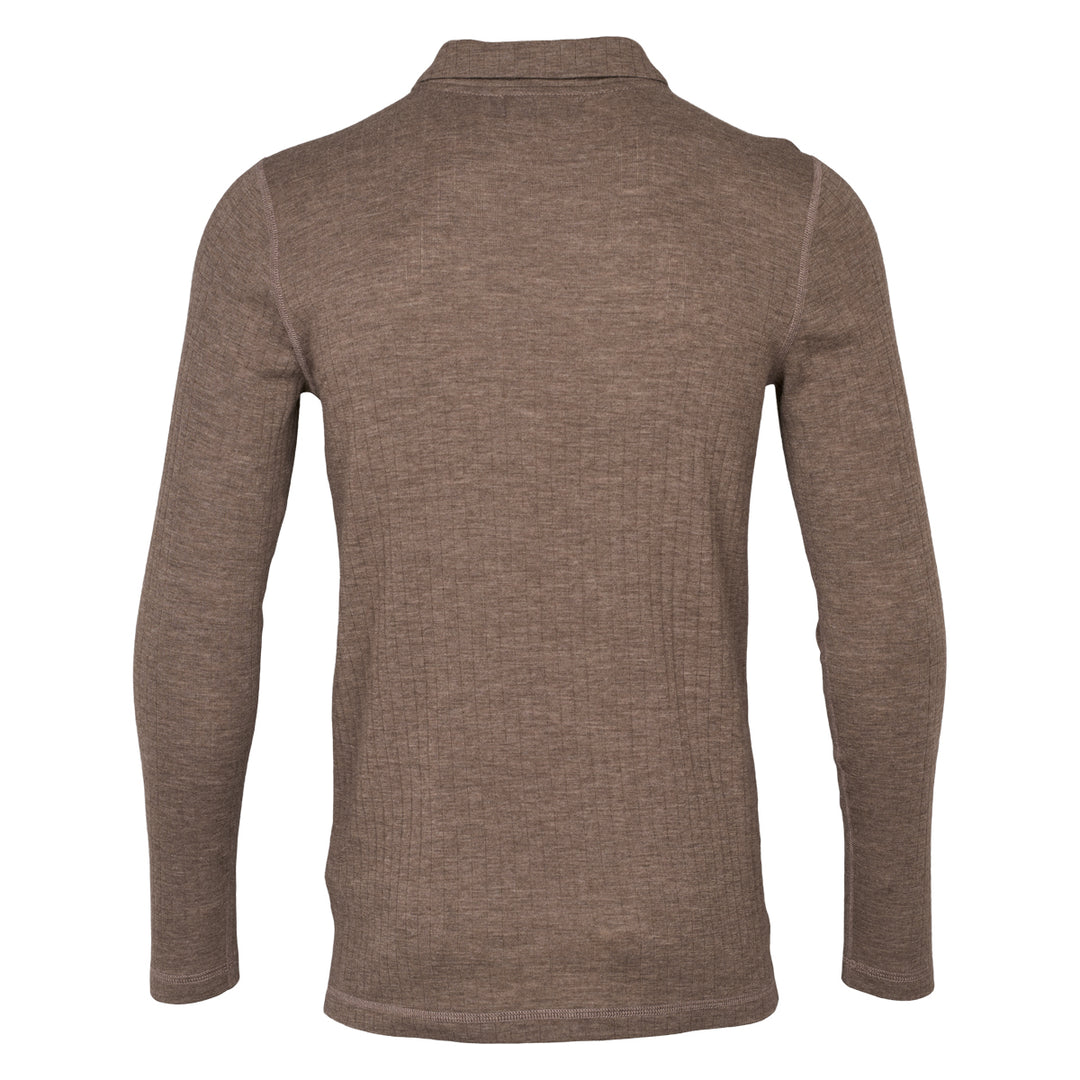 Conservandum Bluse med krave i merinould T-shirt Walnut melange 821000012
