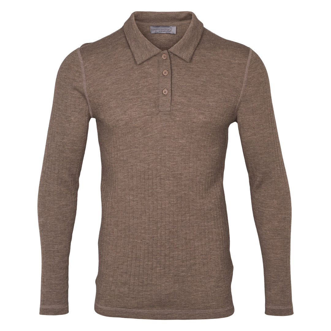 Conservandum Bluse med krave i merinould T-shirt Walnut melange 821000012