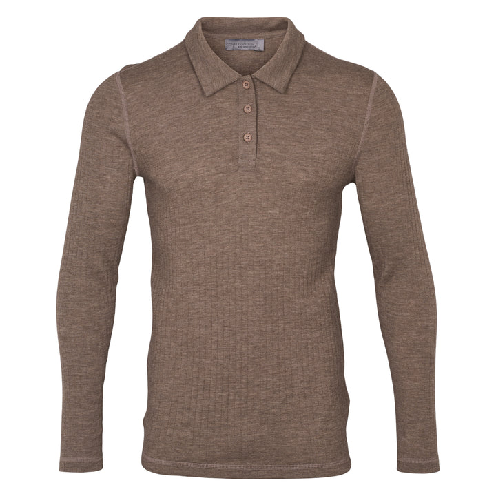 Conservandum Bluse med krave i merinould T-shirt Walnut melange 821000012