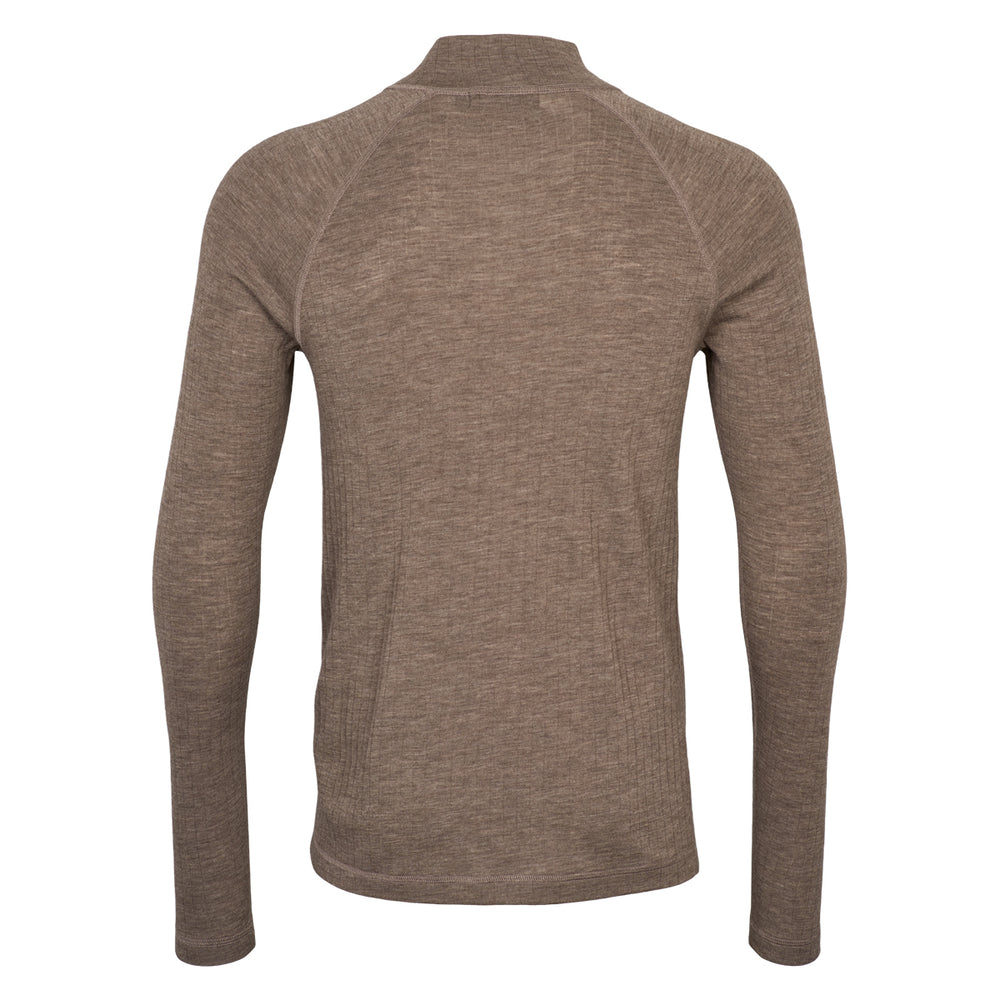 Conservandum Bluse med lynlås i merinould T-shirt Walnut melange 821000012