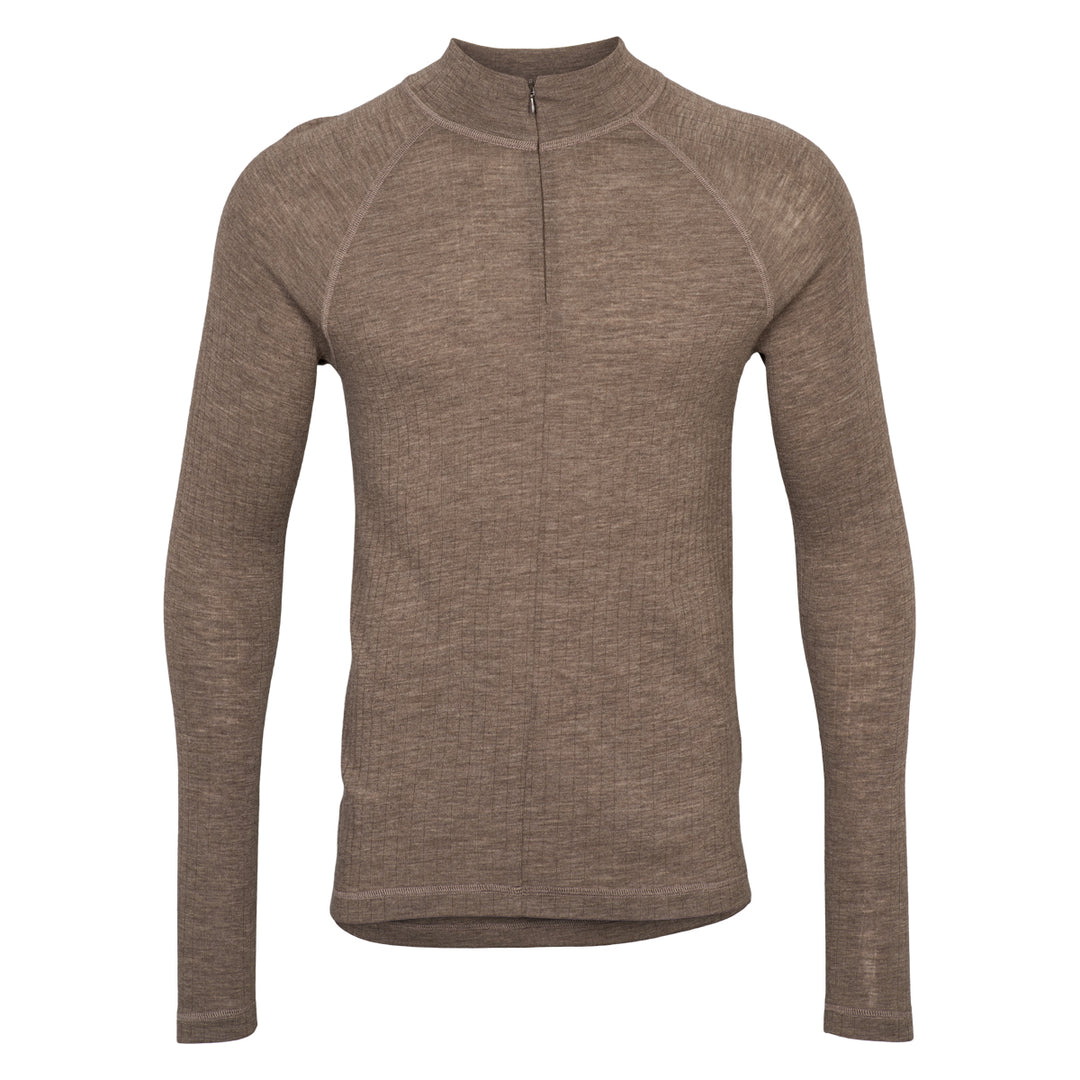 Conservandum Bluse med lynlås i merinould T-shirt Walnut melange 821000012