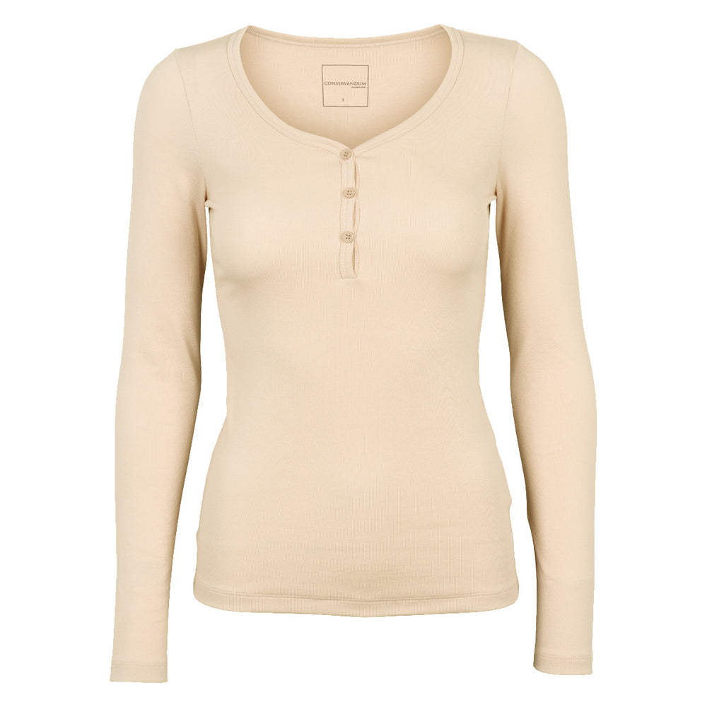 Conservandum CALM RIB bluse med knapper T-shirt Oak 013040001