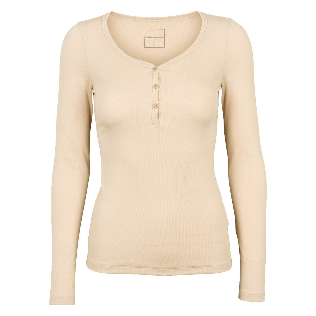 Conservandum CALM RIB bluse med knapper T-shirt Oak 013040001