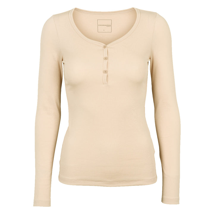 Conservandum CALM RIB bluse med knapper T-shirt Oak 013040001