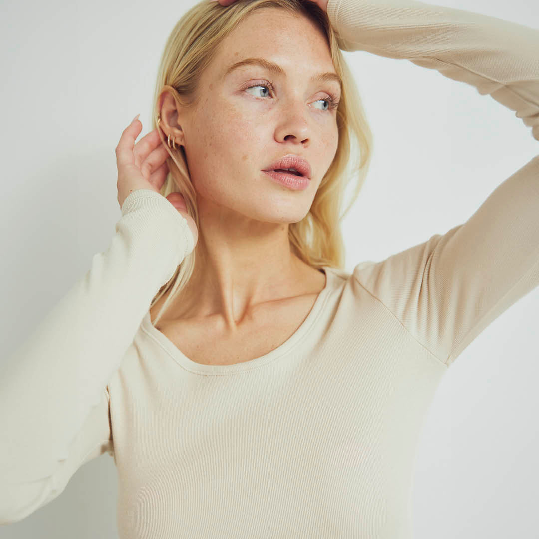 Conservandum CALM RIB langærmet bluse T-shirt Oak 013040001
