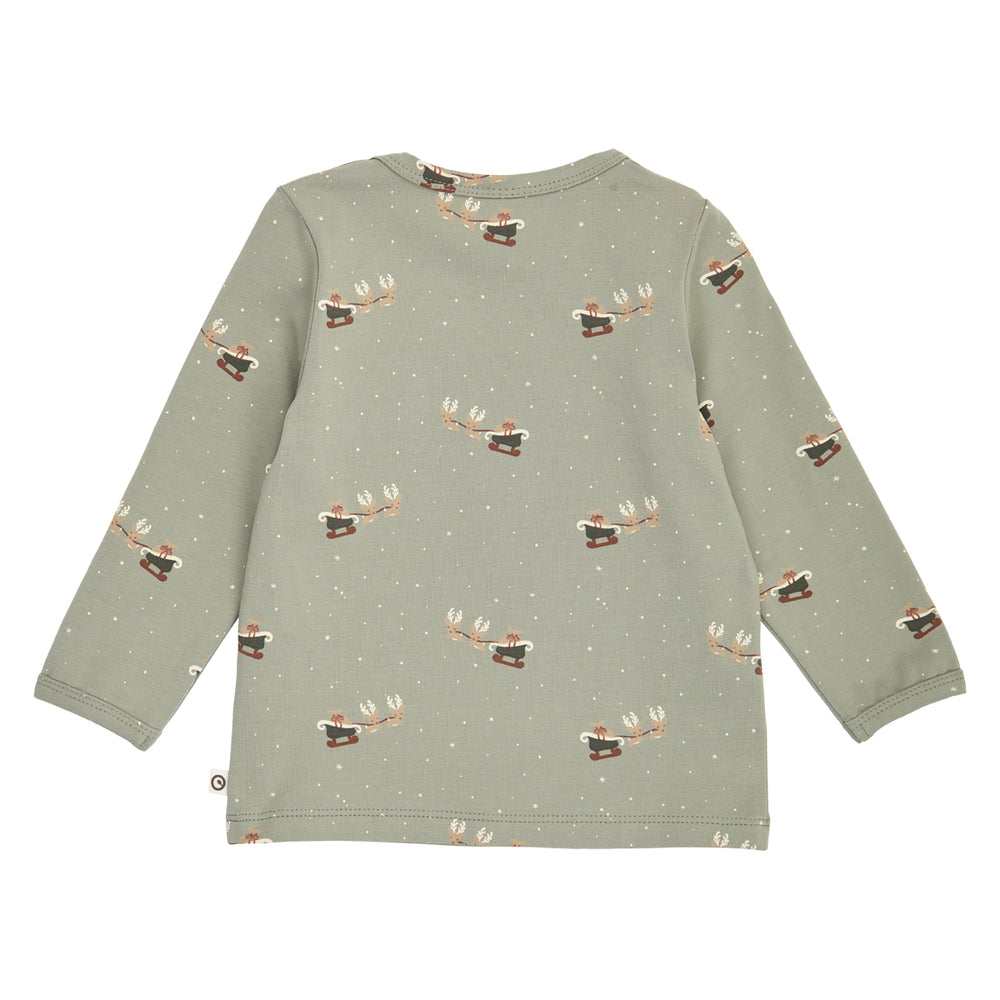 müsli CHRISTMAS bluse med juleprint Langærmet bluse Shadow/ Deep green/ Balsam cream 690000316