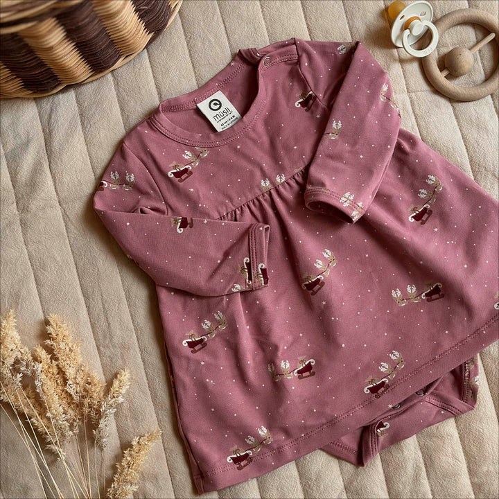 müsli CHRISTMAS bodykjole med juleprint Kjoler Nostalgia rose/ Cabernet/ Balsam cream 690000315