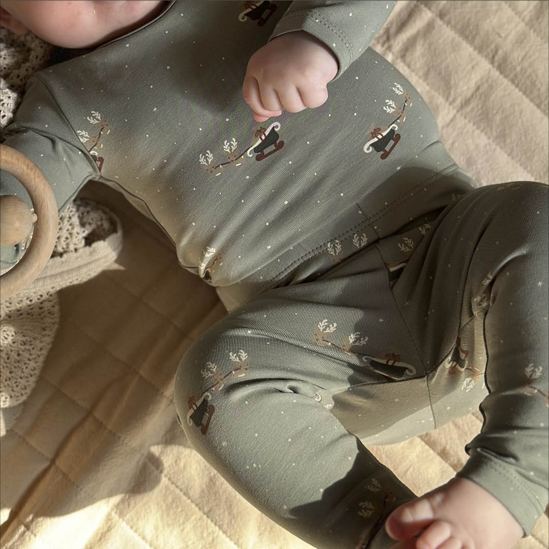 müsli CHRISTMAS leggings med juleprint Leggings Shadow/ Deep green/ Balsam cream 690000316