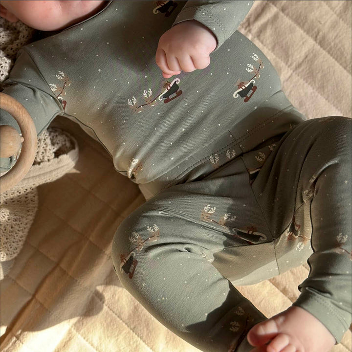 müsli CHRISTMAS leggings med juleprint Leggings Shadow/ Deep green/ Balsam cream 690000316