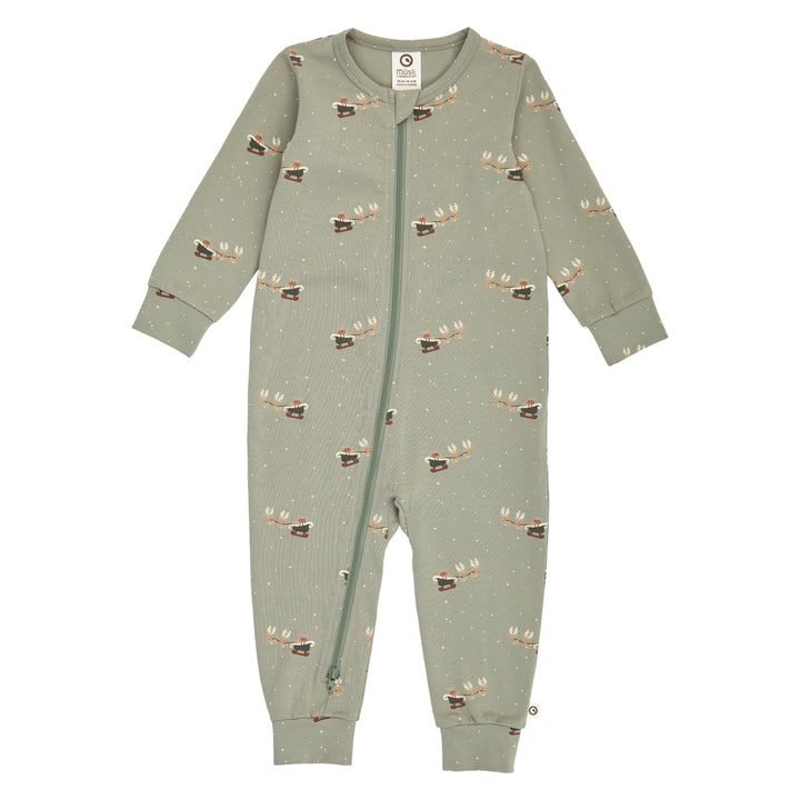 müsli CHRISTMAS lynlås heldragt med juleprint Bodystockings Shadow/ Deep green/ Balsam cream 690000316