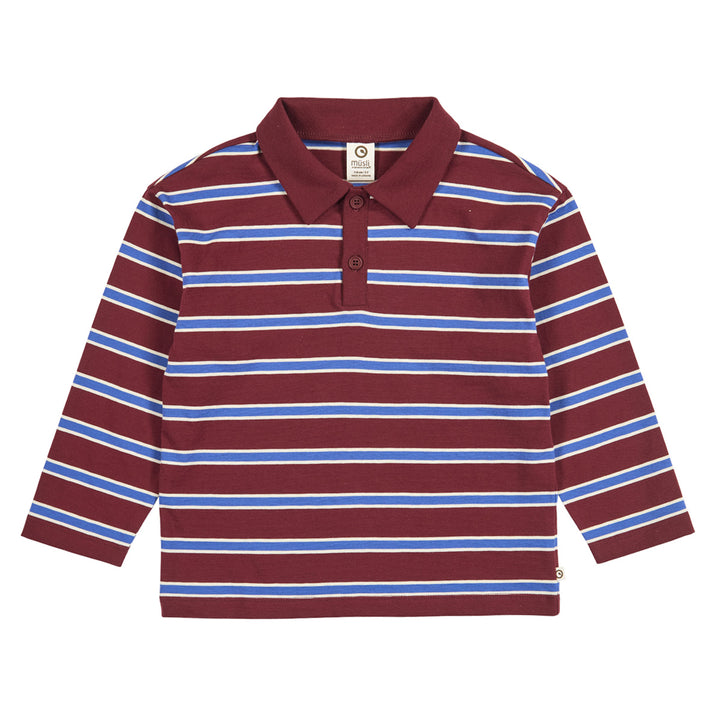 müsli CLUBHOUSE stribet polo Langærmet bluse Russet/ Azure blue/ Tofu 690000302