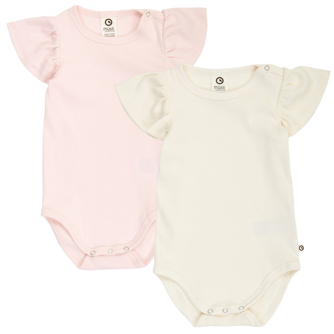 müsli COZY ME RIB flæseærme body 2-pak Bodystockings Tofu / Prim Rose 691001100