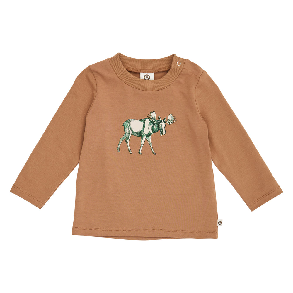 müsli COZY ME bluse med moose motiv Langærmet bluse Cashew 018103003