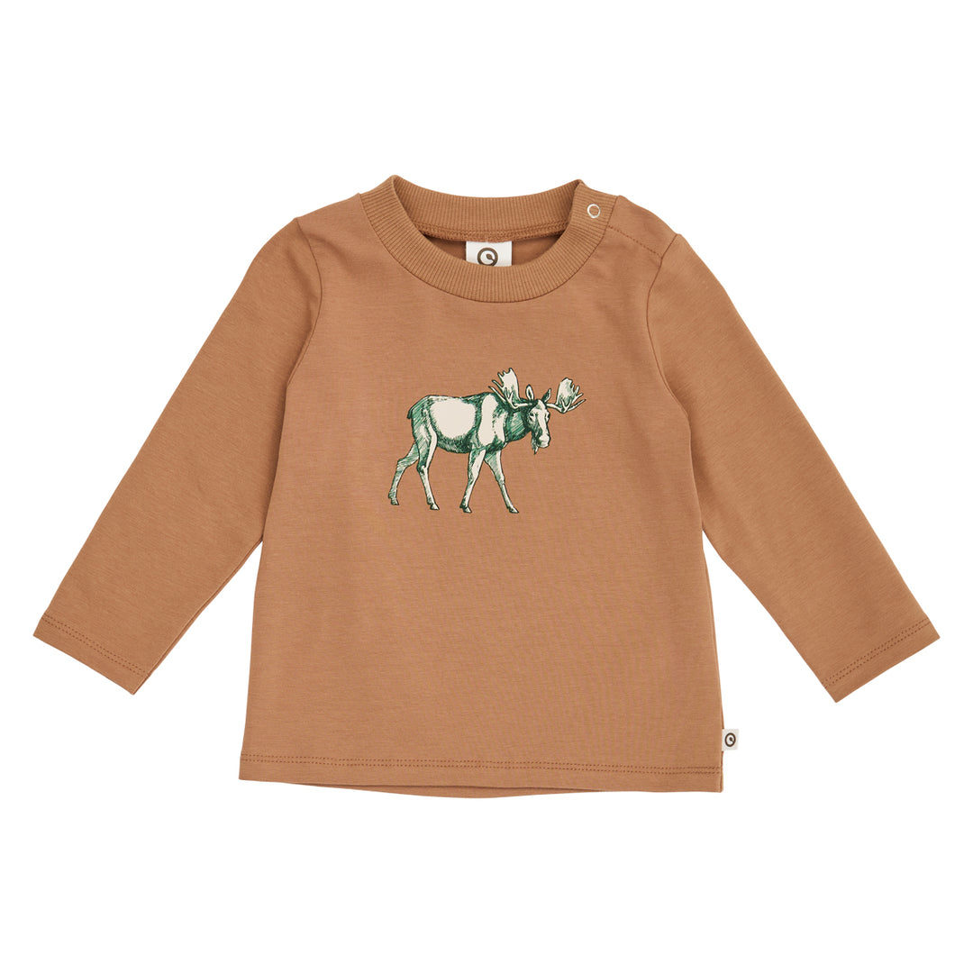 müsli COZY ME bluse med moose motiv Langærmet bluse Cashew 018103003