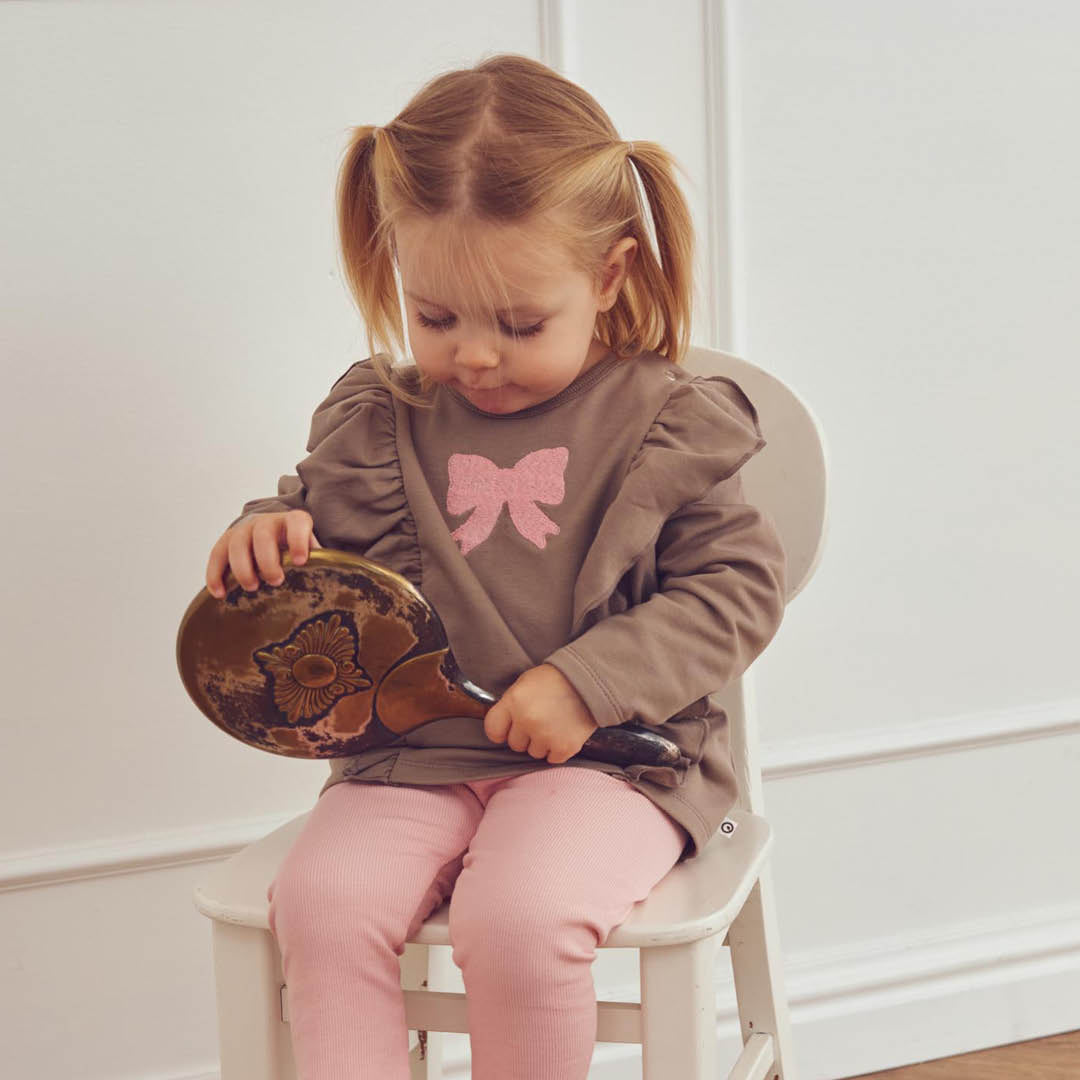 müsli COZY ME bluse med sløjfe og flæser Langærmet bluse Walnut 017080802