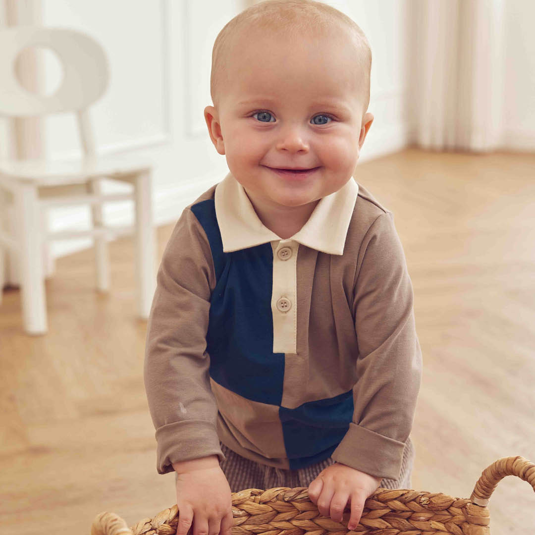 müsli COZY ME polo color block Langærmet bluse Walnut 017080802