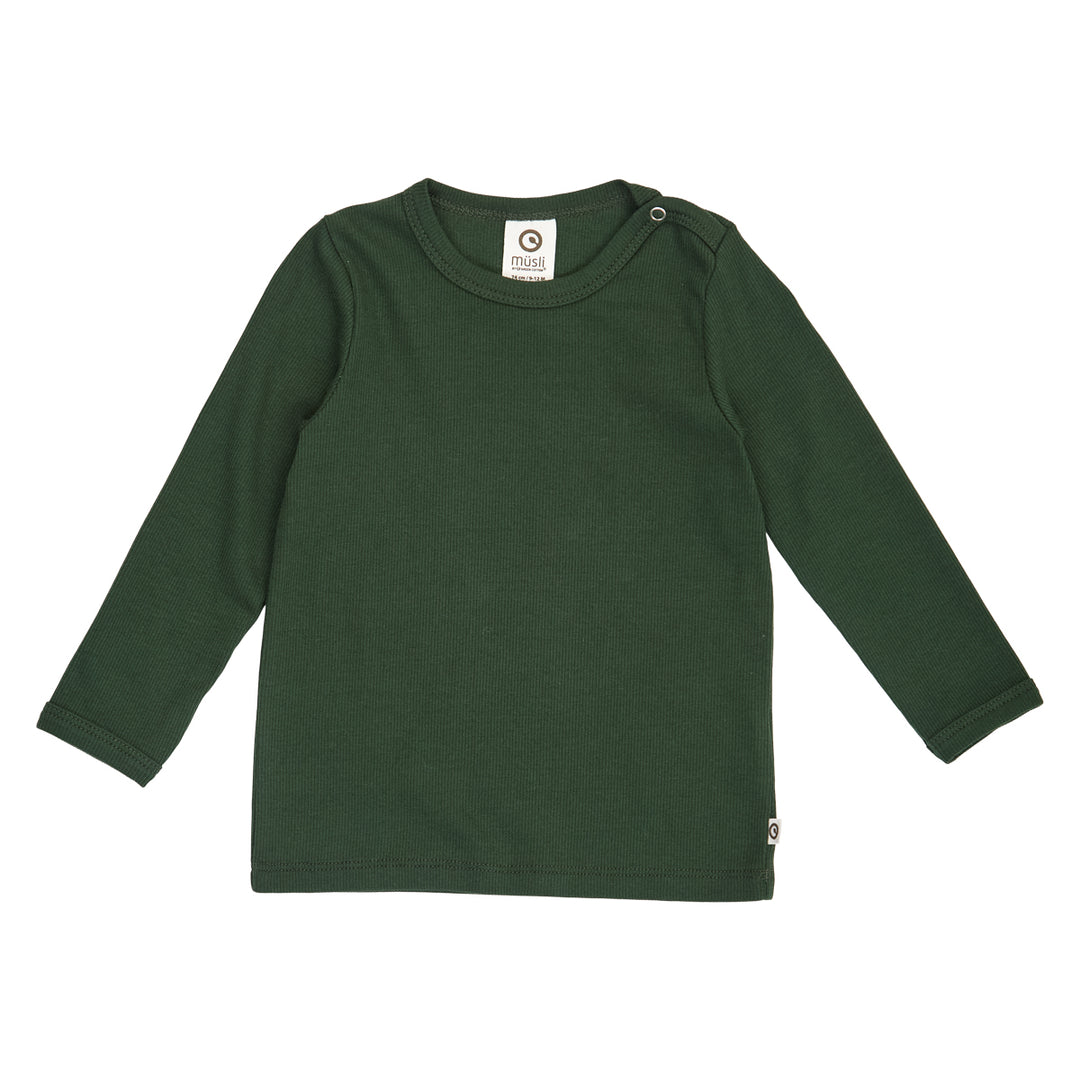 müsli COZY ME rib bluse Langærmet bluse Forest green 019591801