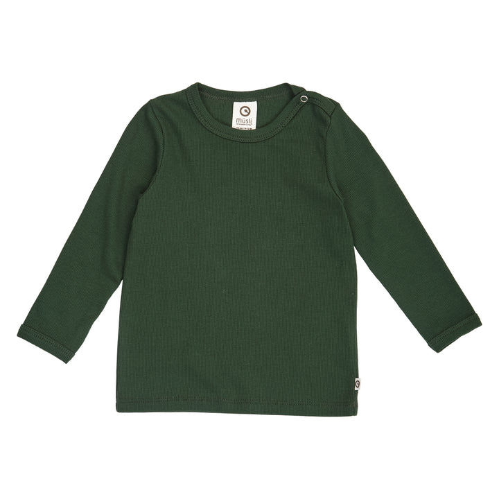müsli COZY ME rib bluse Langærmet bluse Forest green 019591801