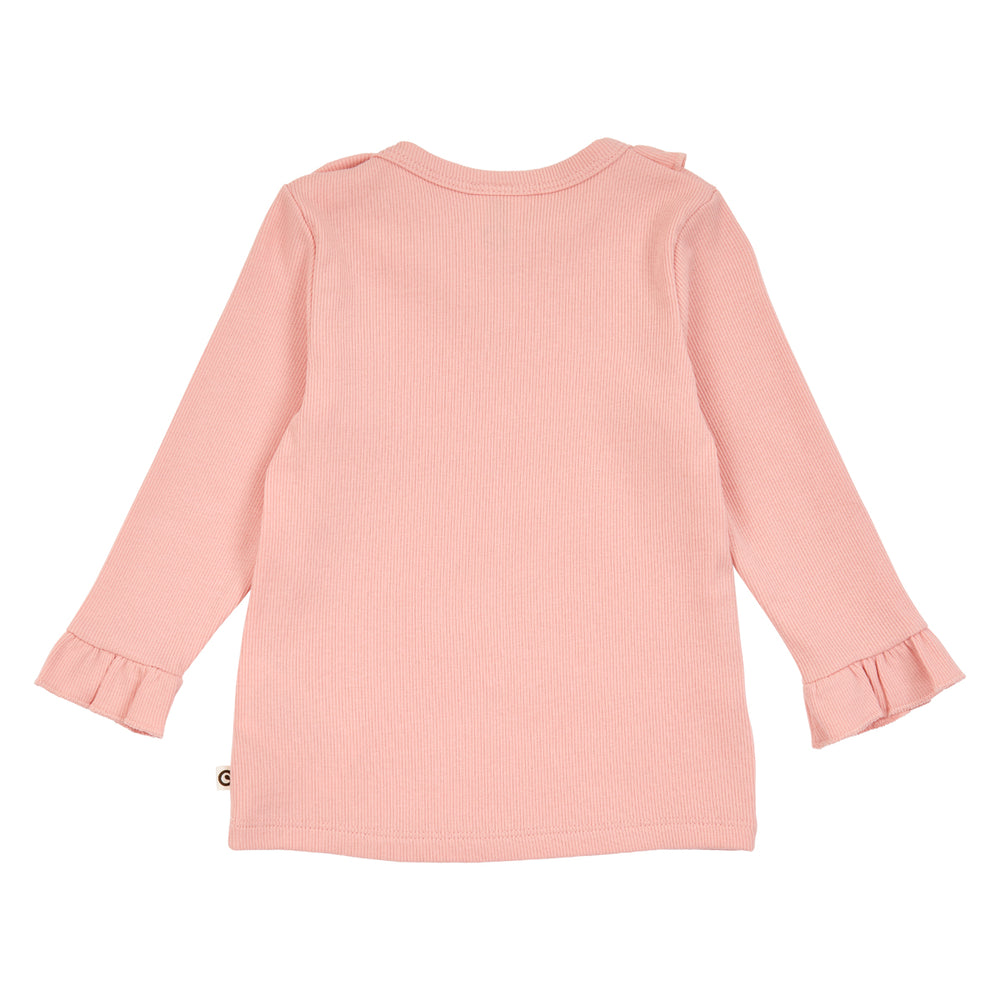 müsli COZY ME rib bluse med flæser Langærmet bluse Blush 014150801