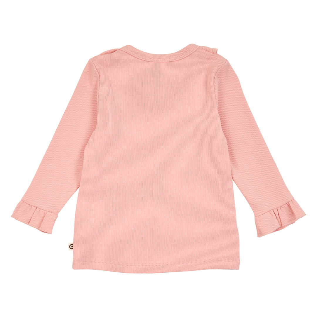 müsli COZY ME rib bluse med flæser Langærmet bluse Blush 014150801