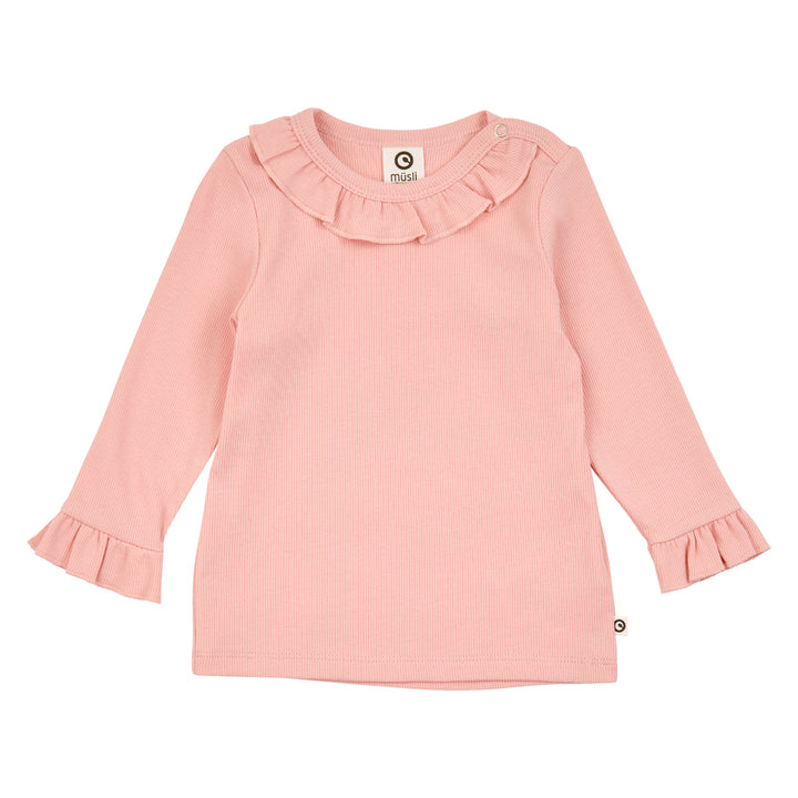 müsli COZY ME rib bluse med flæser Langærmet bluse Blush 014150801