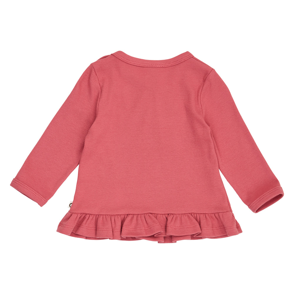 müsli COZY ME rib bluse med flæser Langærmet bluse Baroque Rose 018163400