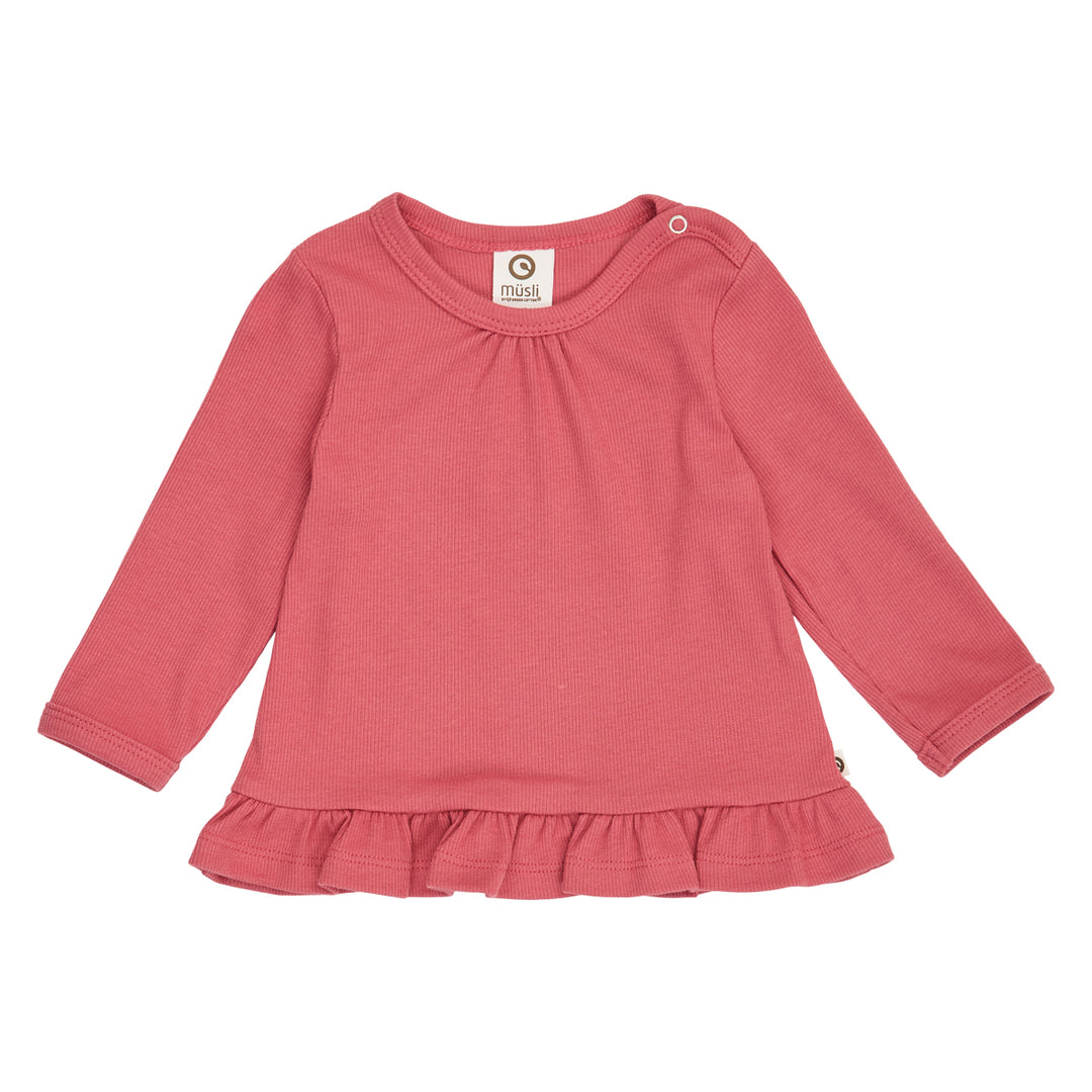 müsli COZY ME rib bluse med flæser Langærmet bluse Baroque Rose 018163400