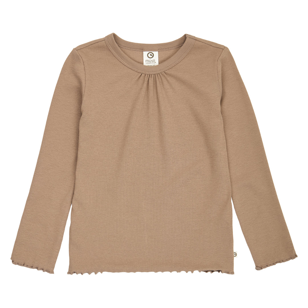 müsli COZY ME rib deco bluse Langærmet bluse Walnut 017080802