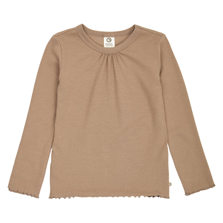 müsli COZY ME rib deco bluse Langærmet bluse Walnut 017080802