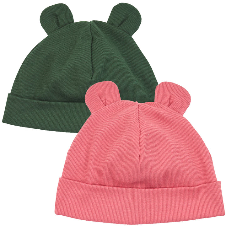 müsli COZY ME rib hue med ører Huer Barouque rose/ Forest green 690000355