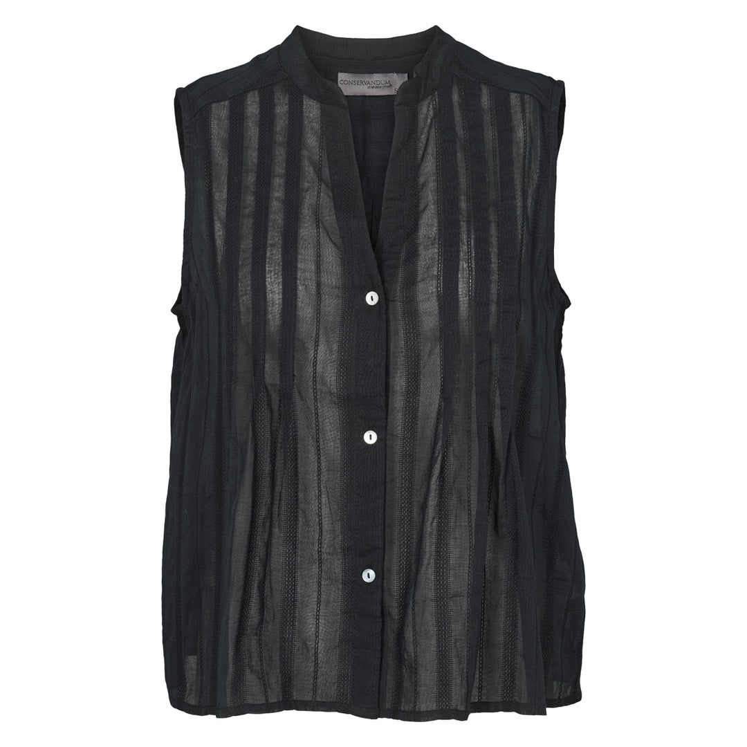 Conservandum DOBBY ærmeløs skjortebluse T-shirt Black 019400706