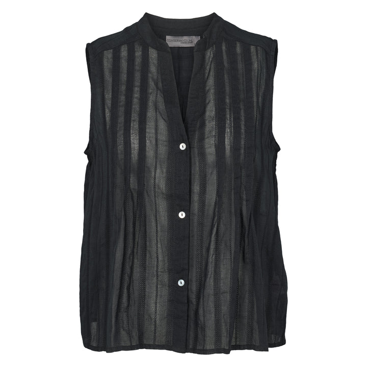 Conservandum DOBBY ærmeløs skjortebluse T-shirt Black 019400706