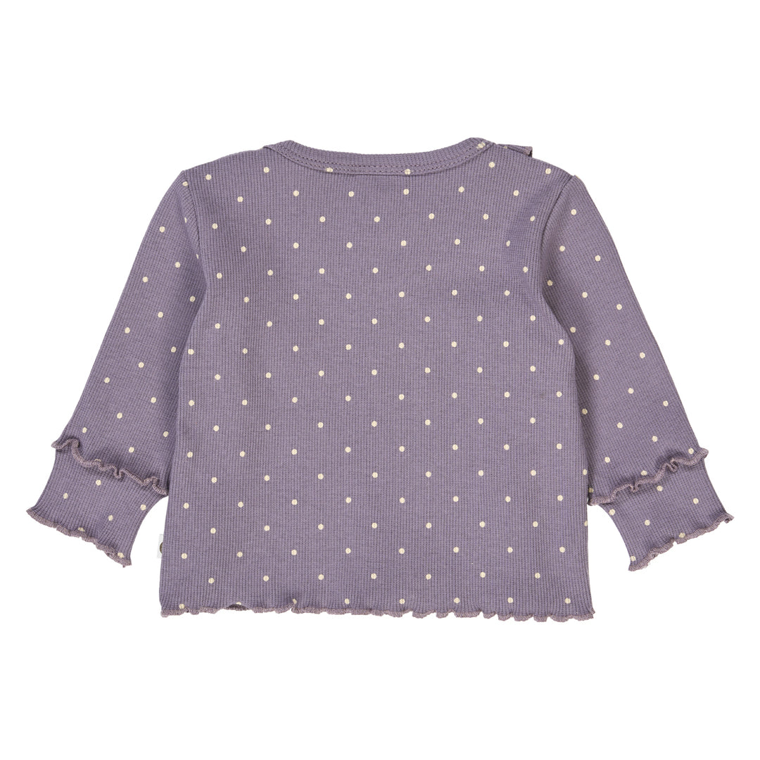 müsli DOT rib bluse med flæsekrave Langærmet bluse Lilac fog/ Oak 690000259