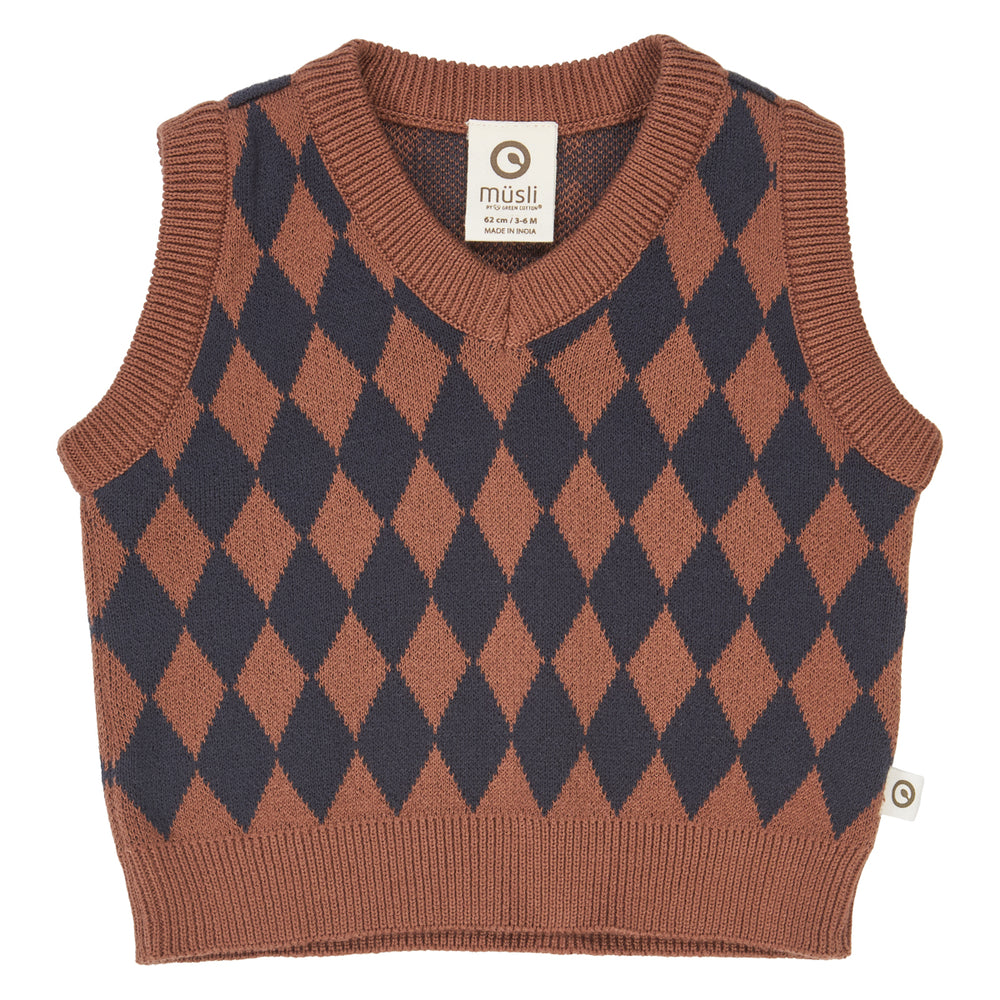 müsli HARLEQUIN KNIT strikvest Langærmet bluse Root 019122804