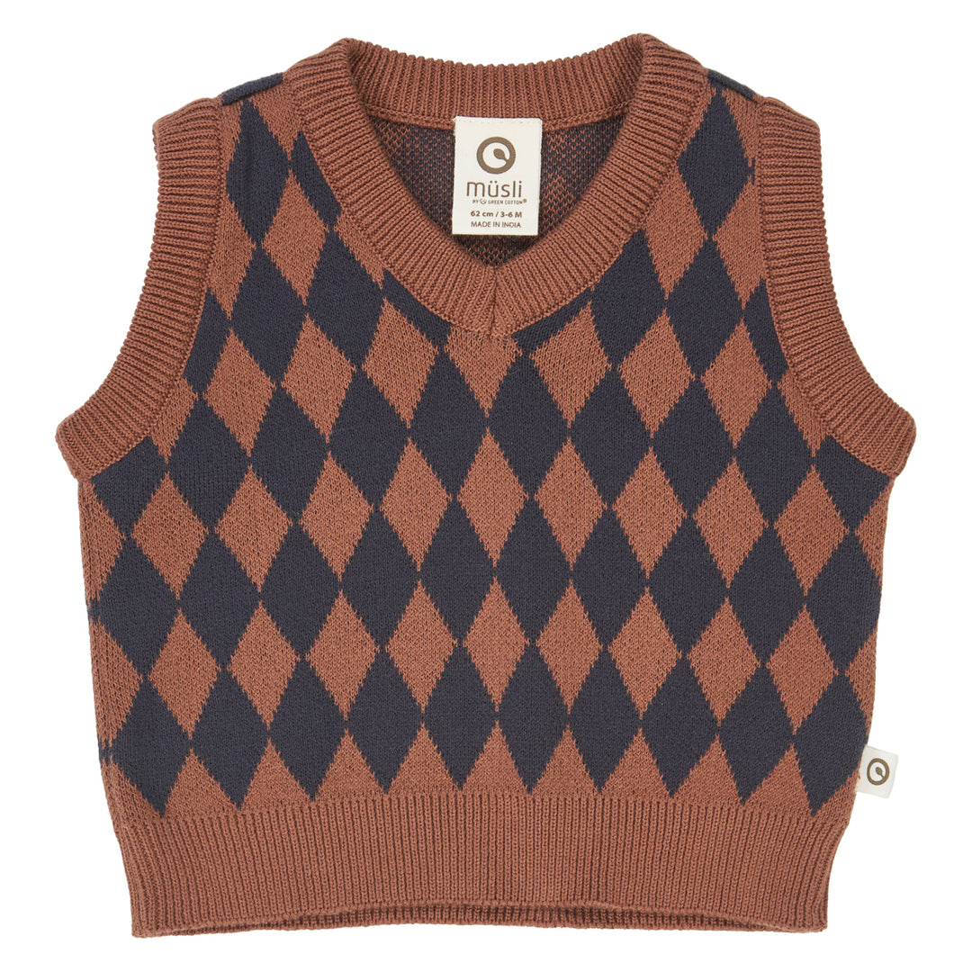 müsli HARLEQUIN KNIT strikvest Langærmet bluse Root 019122804