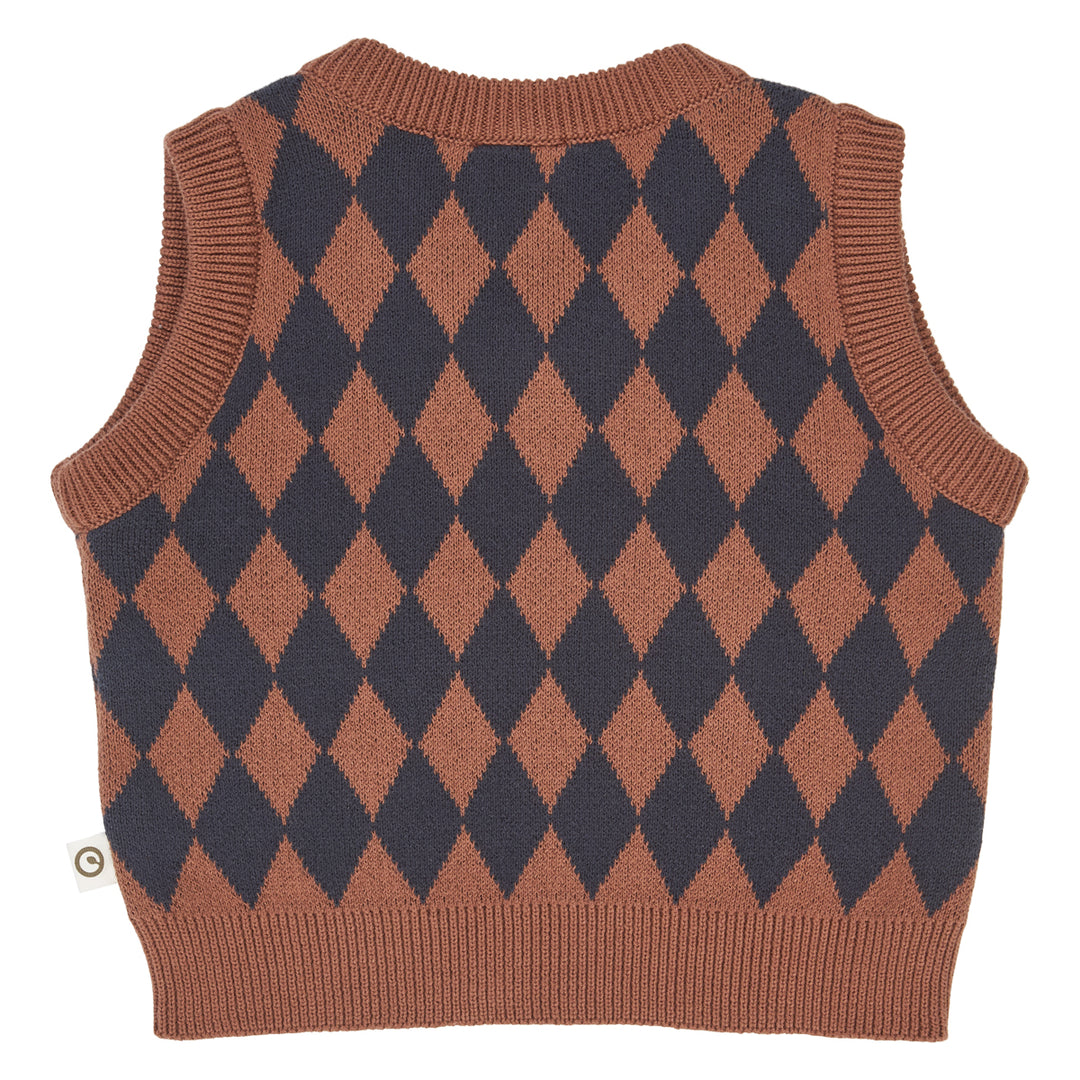 müsli HARLEQUIN KNIT strikvest Langærmet bluse Root 019122804