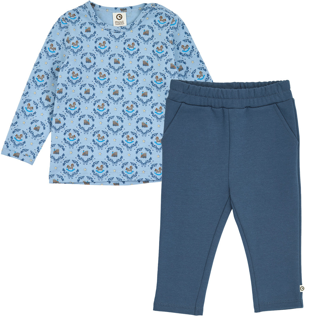 müsli HERITAGE train bluse & bukse sæt Langærmet bluse Soft blue/ Navy/ Oak 690000342