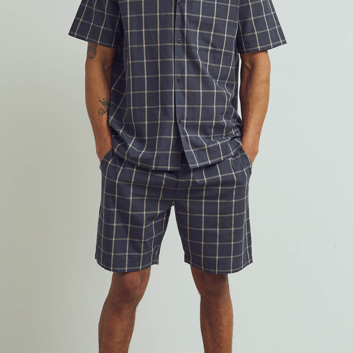 Conservandum HERRE CHECK shorts med lommer Bukser Night blue/ Cashmere 690000208
