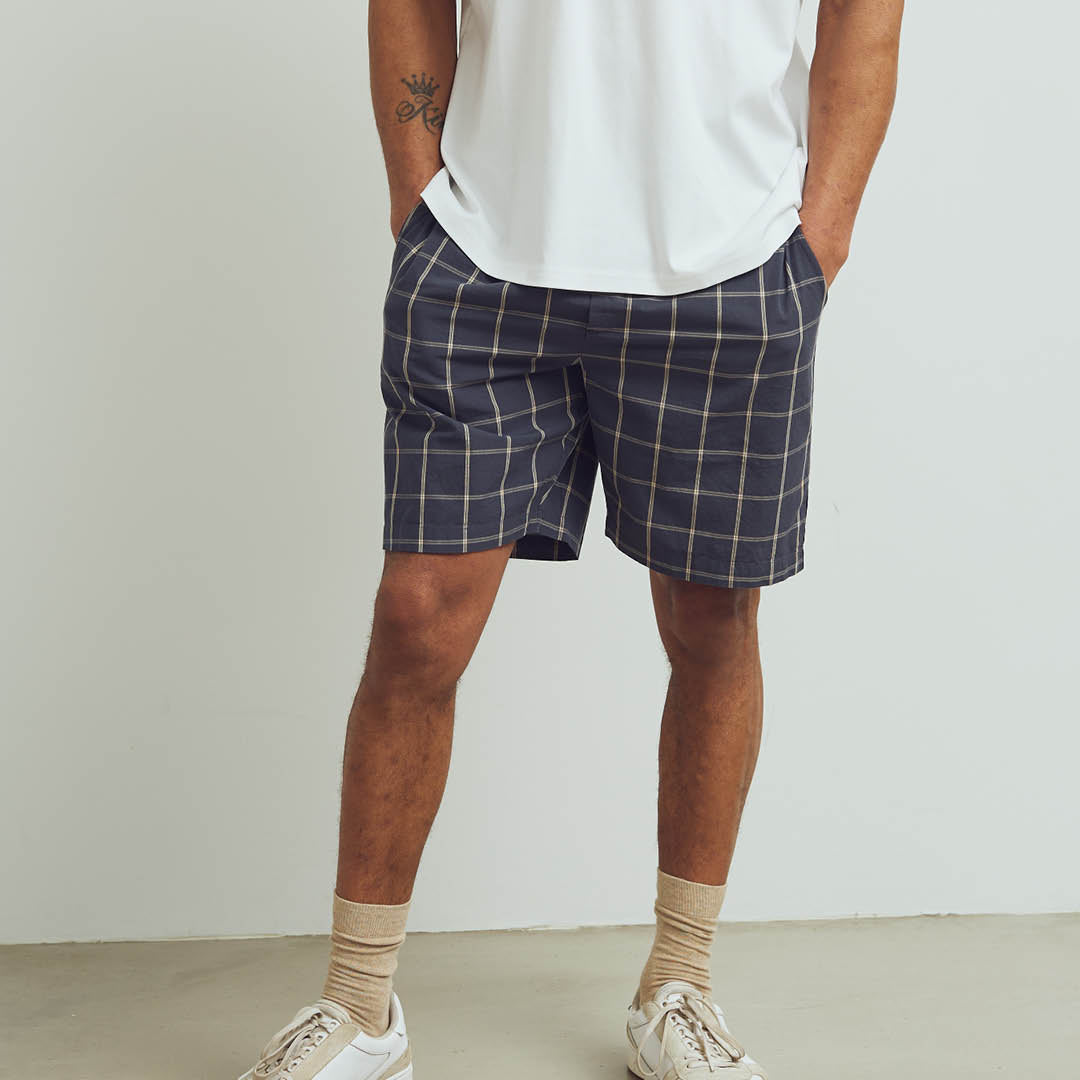 Conservandum HERRE CHECK shorts med lommer Bukser Night blue/ Cashmere 690000208