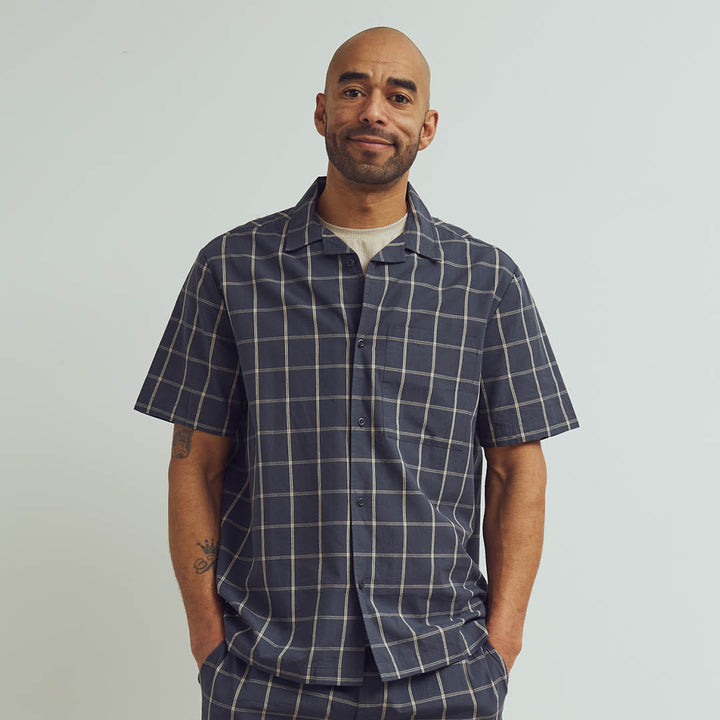 Conservandum HERRE CHECK skjorte T-shirt Night blue/ Cashmere 690000208