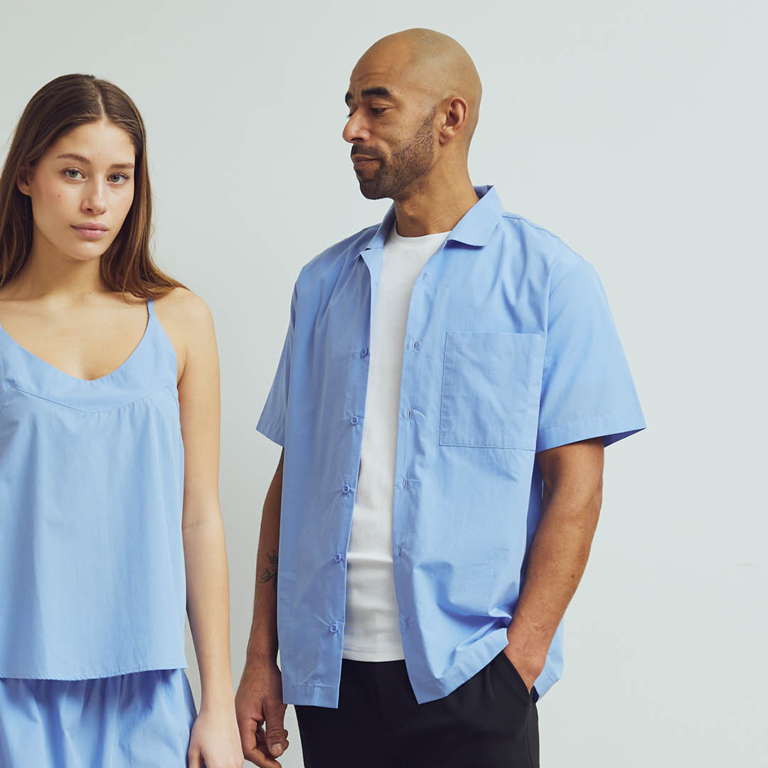 Conservandum HERRE POPLIN skjorte med korte ærmer T-shirt Shell blue 016392901