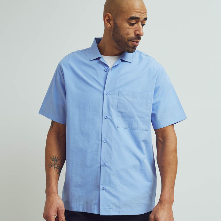 Conservandum HERRE POPLIN skjorte med korte ærmer T-shirt Shell blue 016392901