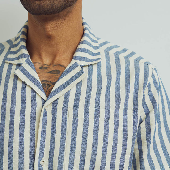 Conservandum HERRE STRIPE WOVEN skjorte T-shirt Blue / White 690000274