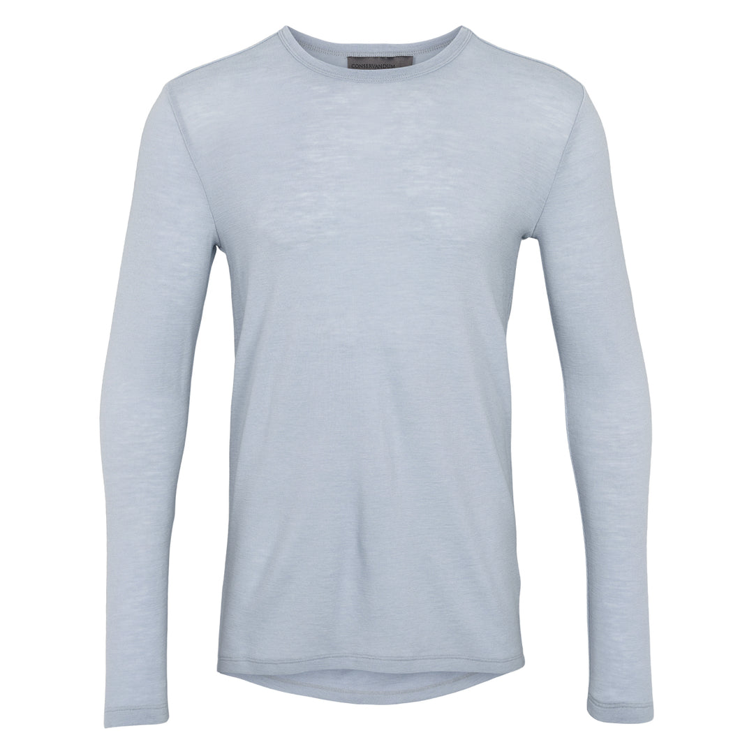 Conservandum HERRE WOOL bluse i merinould Langærmet bluse Jasmin blue 015430501